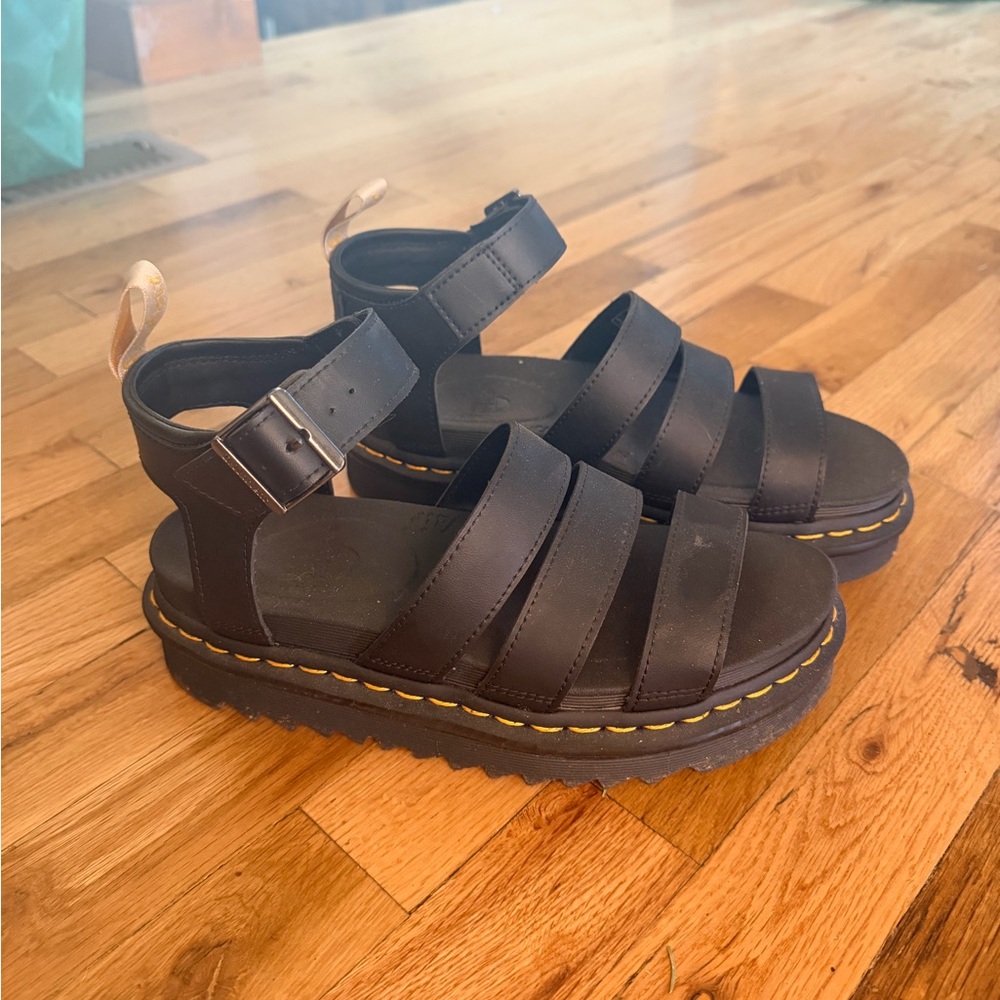 Dr. Martens “Blaire” Leather Strap Sandals in Classic Black
